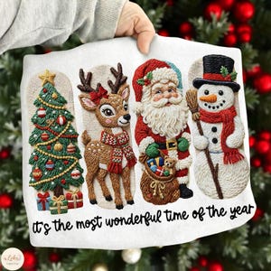 Frohe Weihnachten png, Es ist die schönste Zeit des Jahres png Knüpfnadel Garn Faux , Weihnachtsmann, Schneemann, Rentier, Baum Garn Weihnachten Png
