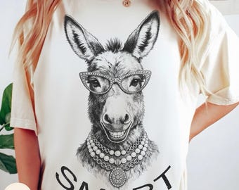 Smart Donkey PNG, Distressed Trendy Smart Ass Design, Funny Sarcastic Animal Art, Royal Vogue Donkey Clipart, Sassy Farm Animal