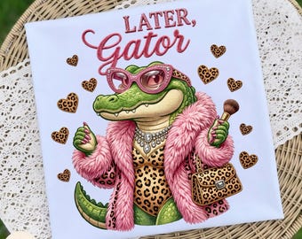 Later Gator Leopard PNG, Faux Yarn After While Crocodile, Funny Pink Girly Crocodile, See You Later Alligator, Sarcastic Funny Alligator