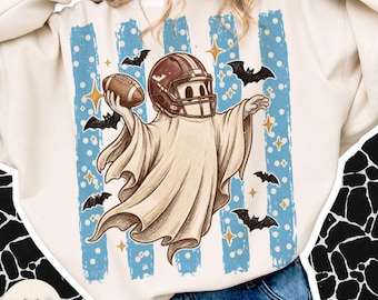 Halloween Football Ghost PNG, Polka Dot Stripes Football , Tis the Season Ghost PNG, Spooky Game Day, Touchdown Football, Game Day Football