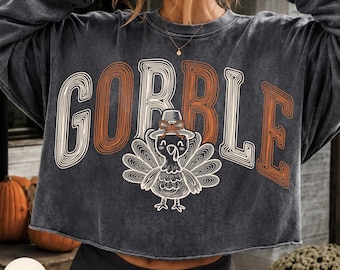 Gobble Turkey PNG, Thanksgiving Gobble Coquette, Line Art Gobble, Thankful Shirt Design, Fall Vibes Png, Give Thanks PNG, Coquette Turkey