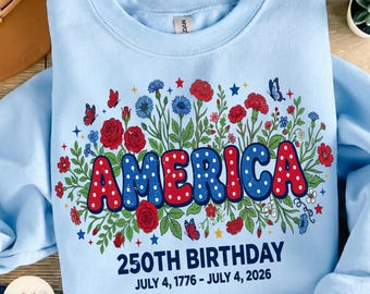 USA 250 Years PNG, America Floral Birthday, 4th of July 2026, Patriotic Flower USA, 4th of July Sublimation, Independence Day, Memorial Day