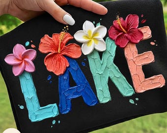 Lake Hibiscus Summer PNG, Floral Colorful Brushstroke Summer, Tropical Flower Design, Lake Life, Summer Vacation Lake, Hello Summer
