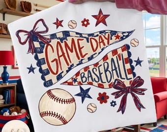 Game Day Baseball PNG, Pennant Flag Baseball, Fall Sports Design, Baseball Season , Vintage Baseball Mom, Baseball Design, Digital Download