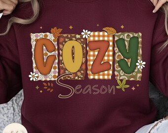 Cozy Season PNG, Fall Pumpkin and Winter Vibes Design, Tis the Season Cozy Aesthetic Digital Download