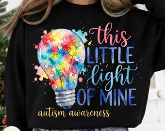 This Little Light Of Mine Png, Autism Awareness Png, Autism puzzle pieces, Autism mom, Sublimation Design, In April We Wear Blue