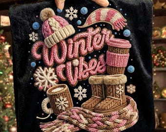 Winter Vibes png, Freezin Season png, Yarn Faux Cozy Winter, Preppy Cold Season Weather Clipart, Christmas Beanie Boots Tumbler, Cozy Winter