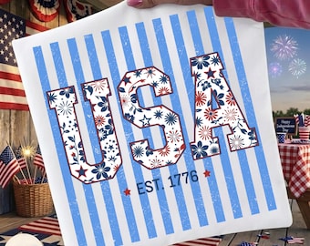 USA 250 th Anniversary, Striped USA Floral PNG, Patriotic 4th of July Art, Memorial Day, America 1776-2026, American Flag, Independence Day