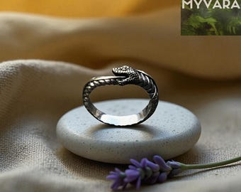 Silver Ouroboros Snake Ring: Vintage Inspired Gothic Style Serpent Jewelry Gift