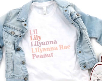 Girl Nickname Toddler Retro Personalized Kids Custom Natural Kids Tee Shirt