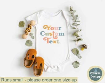 Custom Your Text Baby Onesie®, Retro Custom Text Bodysuit, Your Custom Here, Custom Name Onesie®, Custom Text Printed, Custom Baby Bodysuit