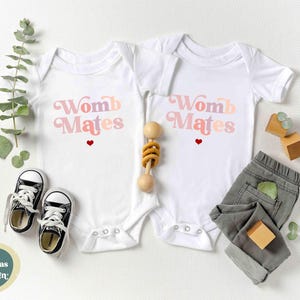Womb Mates Twins Onesies®, Twin Baby Onesie®, Best Friend Twins Baby Onesies®, Funny Best Friends Twin Bodysuit, Twins Shower Gift