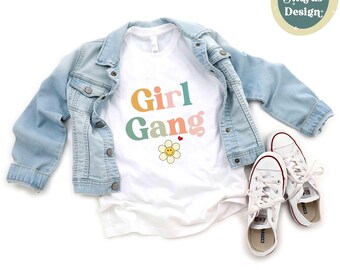 Girl Gang Toddler Shirt | Retro Pastel Kids Tee | Girls Graphic T Shirt | Cute Feminist Outfit | Trendy Kids Streetwear Gift