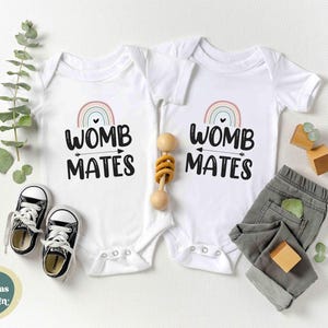 Womb Mates Twins Onesies®, Twin Baby Onesie®, Best Friend Twins Baby Onesies®, Funny Best Friends Twin Bodysuit, Twins Shower Gift