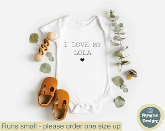 I Love My Lola Baby Onesie®, Lola Bodysuit, Grandma Gift, New Baby Outfit, Personalized Baby Clothes, Lola Toddler Shirt