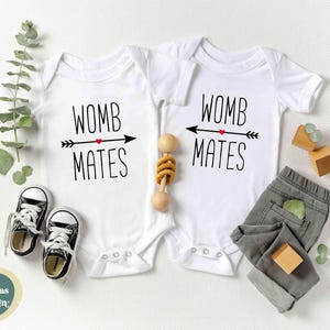 Womb Mates Twin Bodysuit, Funny Twin Onesies®, Twin Bodysuit, Twin Shower Gift, Besties Onesie®, Twin Pregnancy Reveal Onesie®