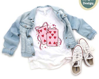 Playing Cards Valentine 6 7 Toddler Shirt, Preppy 67 Six Seven Valentines Kids Tee, Coquette Funny Toddler Youth Shirt