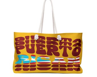 Puerto Rican Retro Wave Weekender Bag | Orange Travel Tote