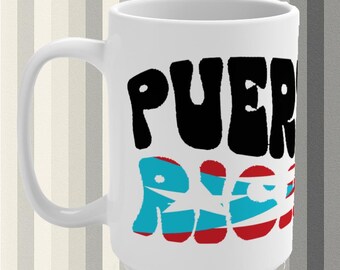 Puerto Rican Flag Stripes Mug | 15oz Ceramic Coffee Cup