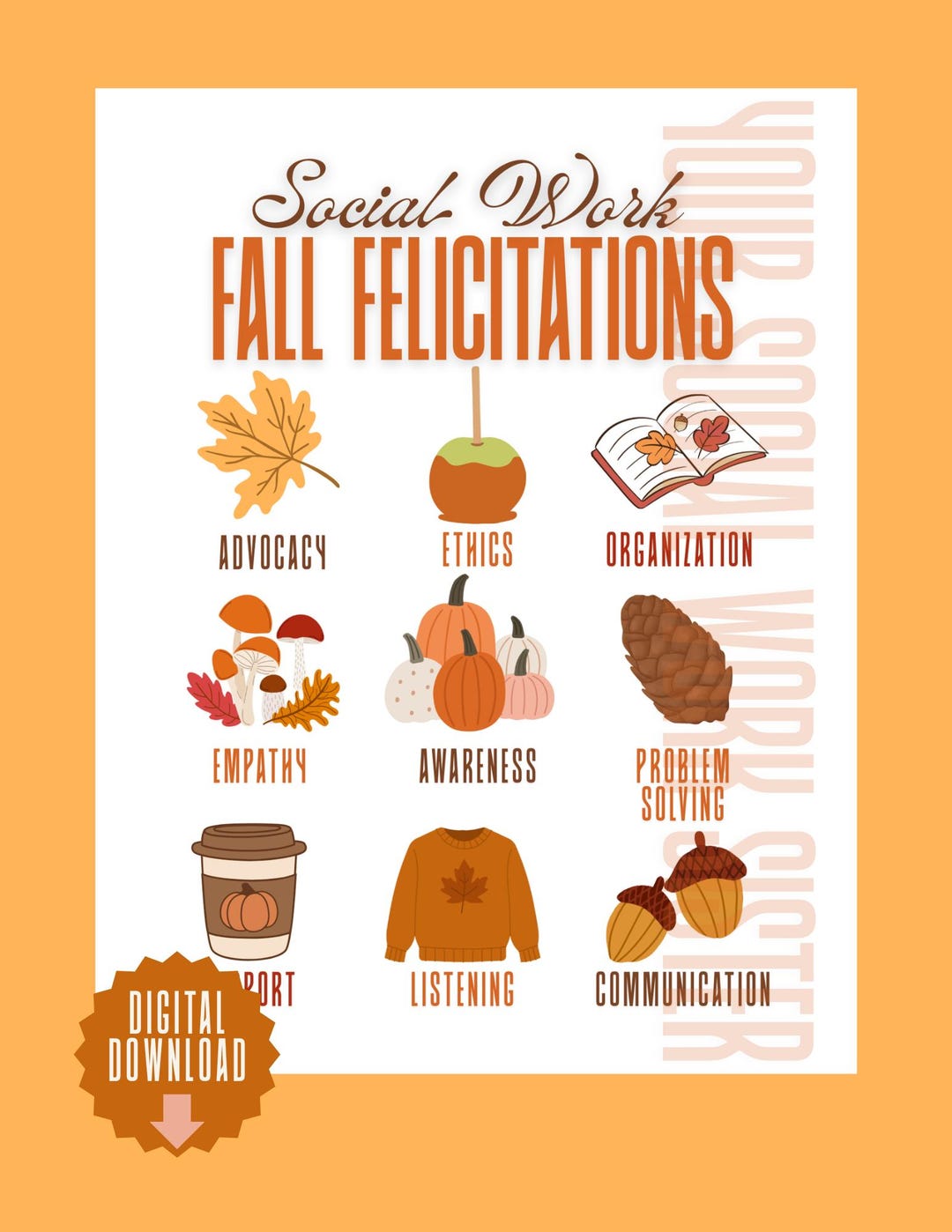 Welcome Fall Social Social Work Fall Felicitations Printable Flyer - Etsy