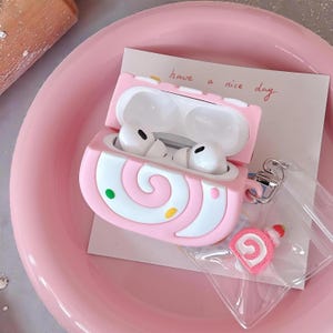 Capa para AirPods em formato de rocambole 3D – Design fofo de sobremesa, capa protetora de TPU macio para AirPods 1/2/3/4, Pro 1/2/3, presente para ela