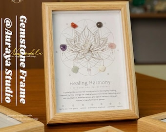 Crystal Healing Frame | Natural Gemstone Energy Art | Aura Cleansing · Emotional Balance · Healing Harmony | Zen Home Décor Gift