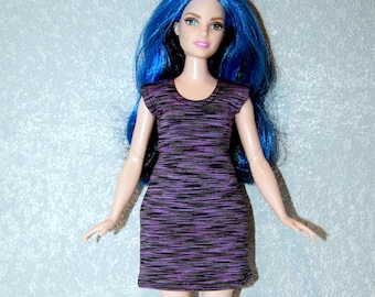 Dress fits Curvy Barbie fashionista fashion doll clothes Purple Stripe A4B185