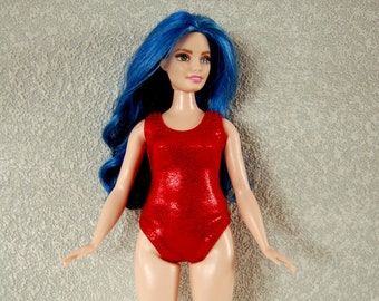 Curvy Barbie fashionista fashion doll clothes bathing suit Red sparkle Swimsuit A4B189 Ready to ship rts