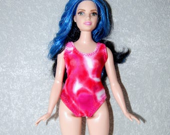 Swimsuit for Curvy Barbie fashionista fashion doll clothes bathing suit pink marble A4B181 READY To Ship colorful