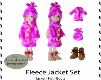 PDF Sewing Pattern for Chelsea 5.5 inch doll body size for Fleece Jacket Hat Boots Instant Download