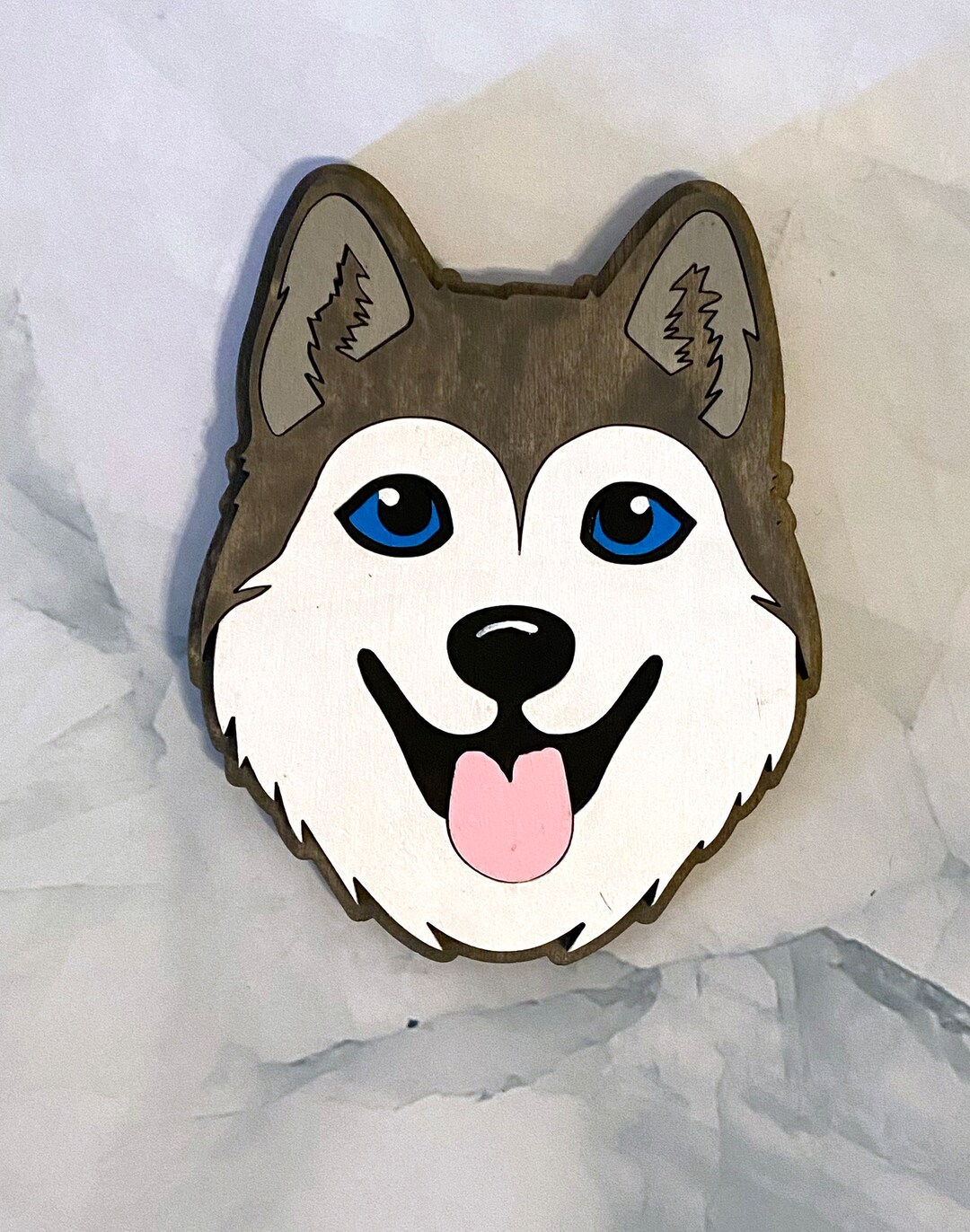 Husky - Dog Magnet - Wooden Hand Painted Puppy Face Refrigerator Magnet ...