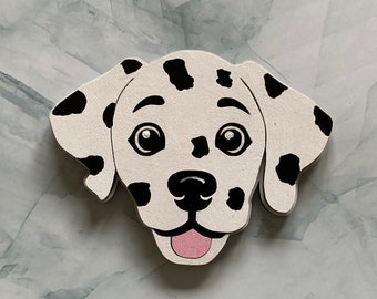 Dalmatian Dog magnet - wooden hand painted puppy face refrigerator magnet