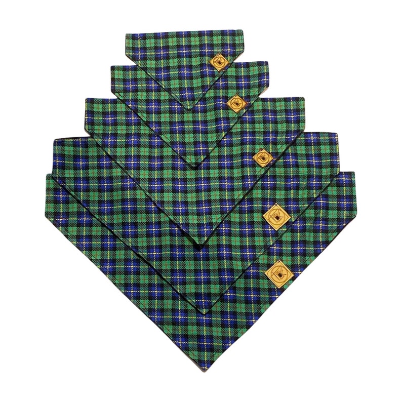 Dog or Cat Bandana Over the Collar style Dog Accessory Cat accessory Green Blue Plaid image 8