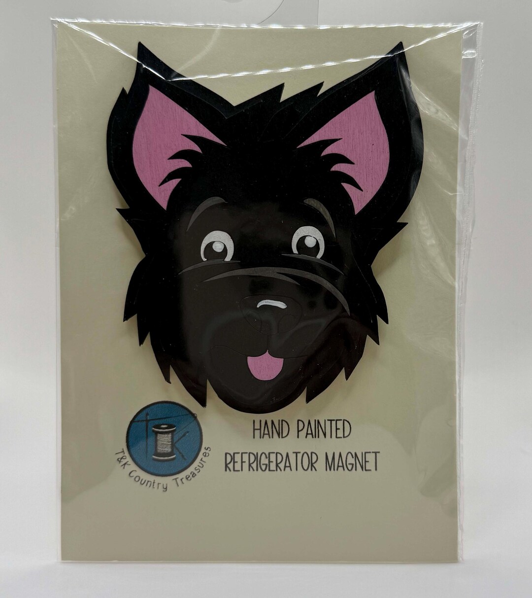 Hand Painted Scottie Dog Magnet - Wooden Puppy Face Refrigerator Magnet ...