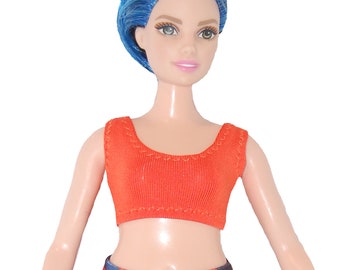 Sports Bra made to fit Curvy Barbie  Orange exercise top A4B303 fashionista fashion doll clothes READY To Ship