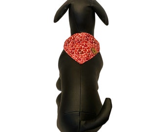 Dog or Cat Bandana - Over the Collar style- Dog Accessory - Cat accessory Shiny Red Hearts