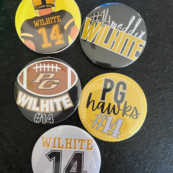 Custom Football Buttons: Team Spirit Game Day Pins, Personalized Favors