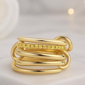 14K Gold Multi-Link Ring Yellow Lab Diamonds Multi Connector Ring