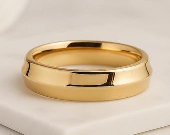 14Kイエローゴールド結婚指輪（3mm）プレーンポリッシュラウンドドーム