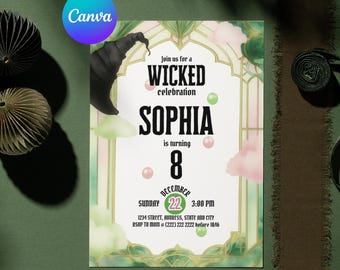 Invitación de cumpleaños genial, plantilla editable de Canva (descarga digital)