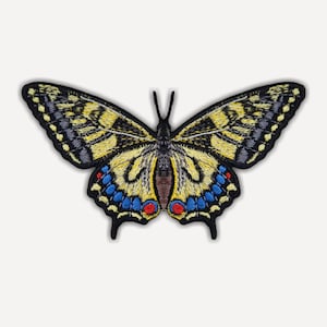Old World Swallowtail Butterfly Embroidered Patch – Realistic Yellow Moth Iron On Applique
