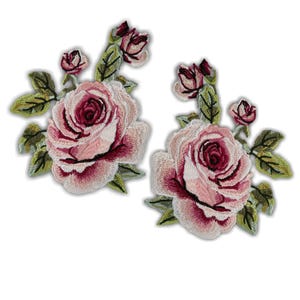 Toppa a forma di rosa rosa gesso - Applicazione floreale termoadesiva in stile vintage color rosa antico.