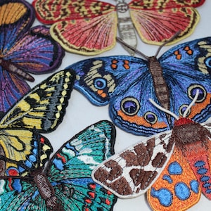 Realistic Butterfly Moth Embroidered Iron On Patch, Insect Nature Applique