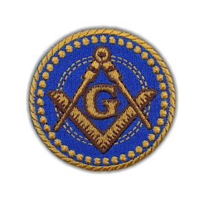 Symbol of Freemasonry Embroidered Iron On Patch - Mason Square and Compasses Symbol