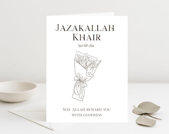 Tarjeta Jazakallah Khair, Jazakallah, saludo islámico de agradecimiento personalizado