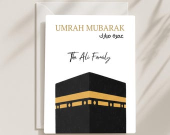 Tarjeta Umrah Mubarak, regalo islámico de la Kaaba, tarjeta personalizada