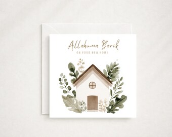 Tarjeta islámica para casa nueva, regalo de inauguración de casa musulmana, Mubarak para casa nueva, Allahuma Barik