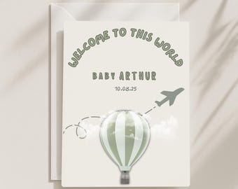 Tarjeta personalizada de bienvenida al mundo para bebé, regalo para recién nacido