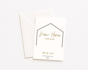 Tarjeta personalizada para nuevo hogar, diseño minimalista, regalo moderno para inauguración de casa