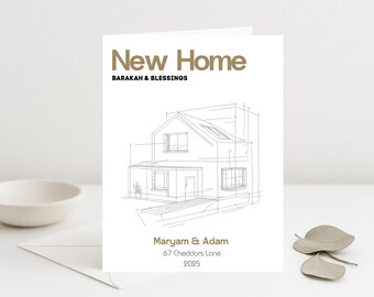 Tarjeta islámica personalizada para nuevo hogar, diseño de Barakah y bendiciones, regalo musulmán para inauguración de casa